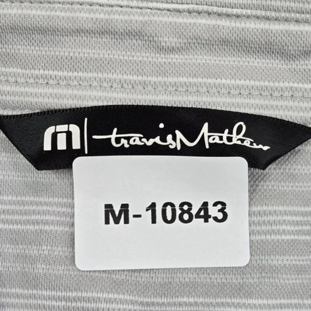 Travismathew‎ Men Polo L Gray Logo Embroidery Striped Short Sleeve